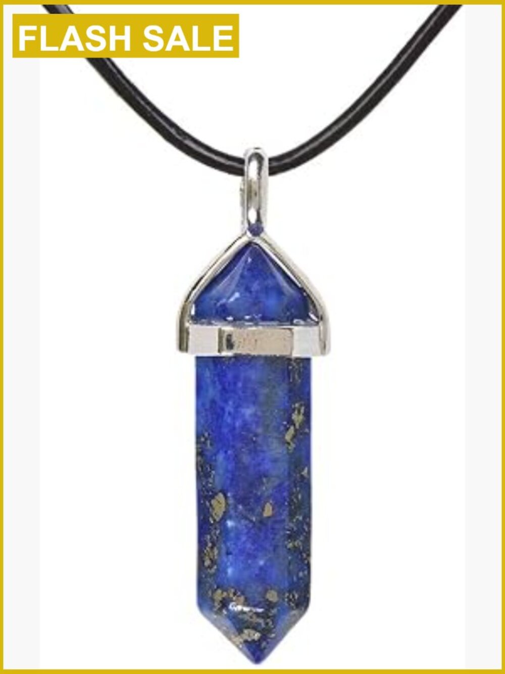 Natural Lapis Lazuli Hexagonal Pendant Necklace 18 inch Leather Cord